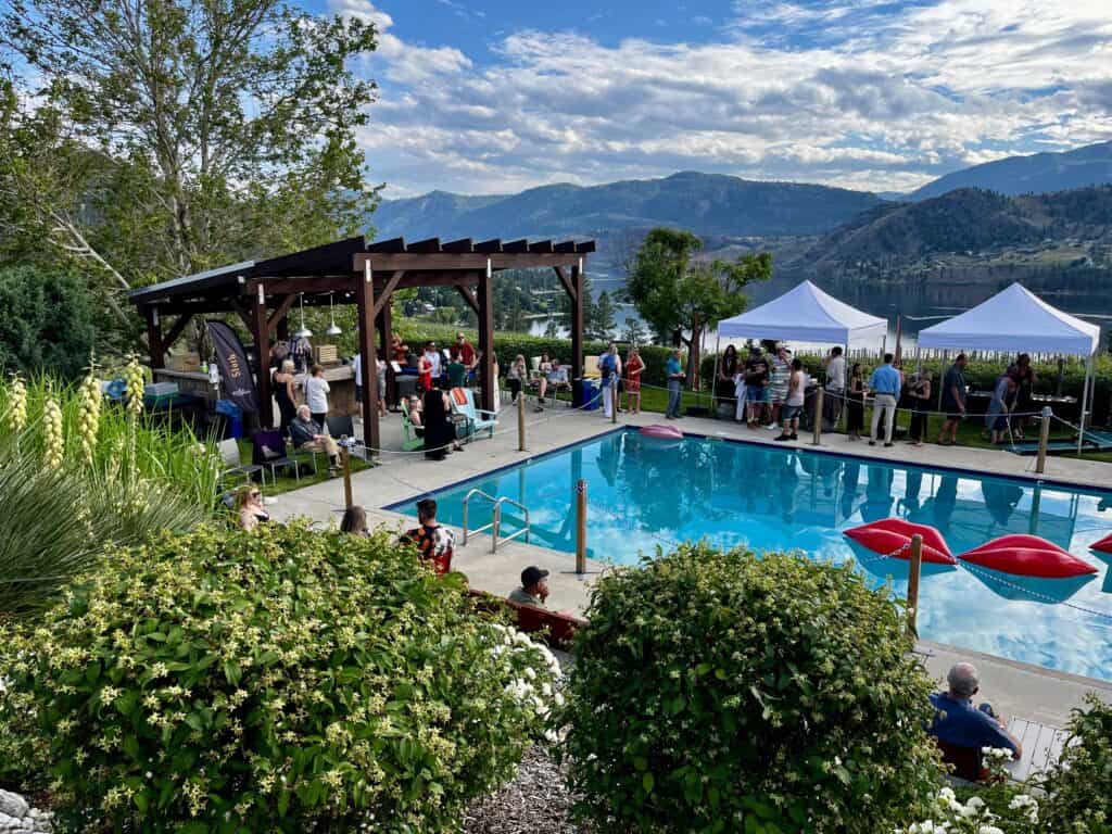 The pool at Blasted Church winery in Okanagan Falls BC