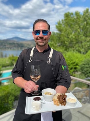 Chef at Blasted Church Vineyards offers a food menu daily in OK Falls BC